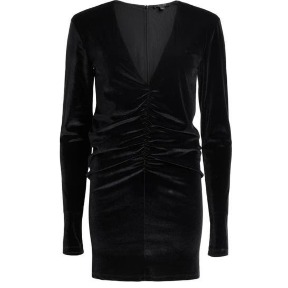 Allsaints Anya Velvet V-Neck Mini Dress